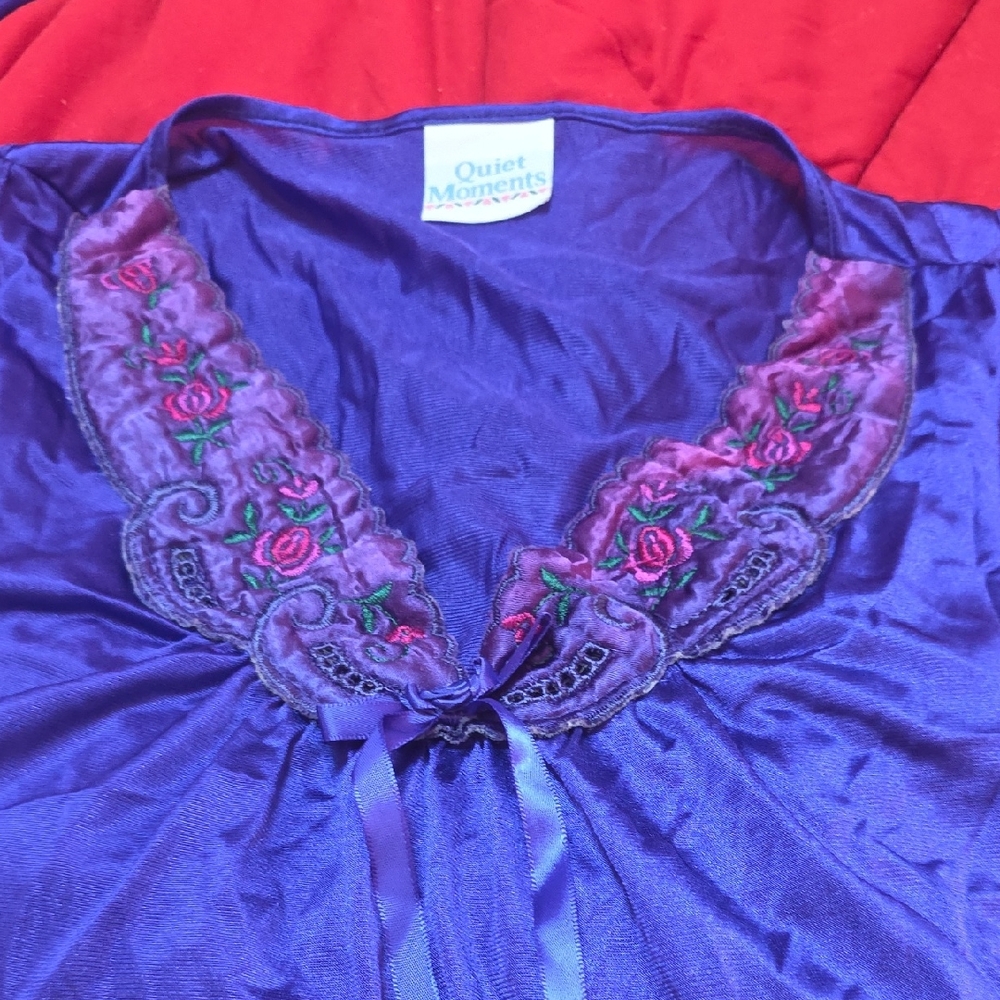 Purple Embroidered Pajama Top